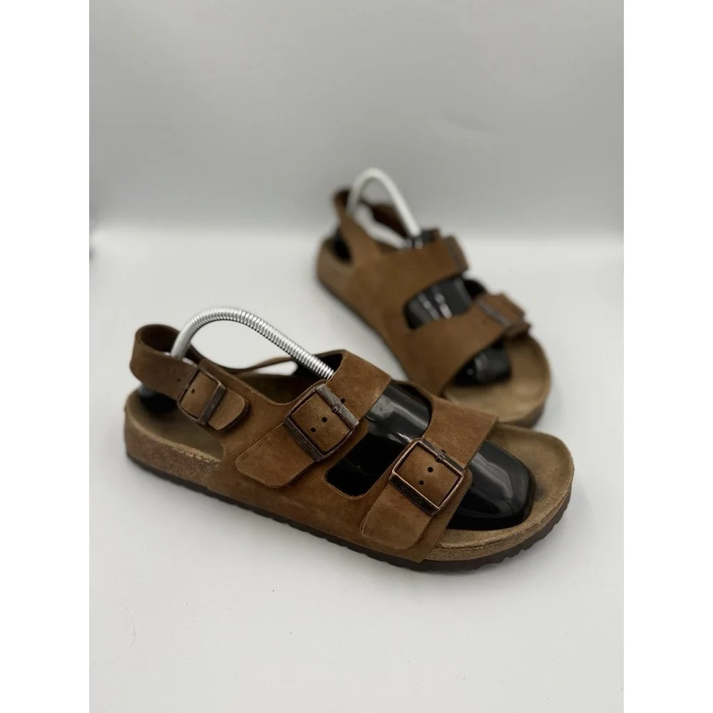 Betula Birkenstock 285 Double Strap Sandals EU 44 9.5 M11 Dark Brown Backstrap
